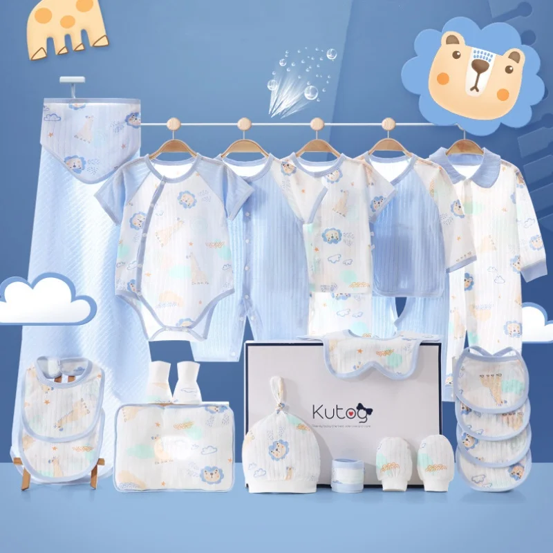 

17/19/22 Pcs Summer Newborn Baby Clothes Sets Boys Girls 100% Cotton Infant Clothes Unisex Outfits Baby 0-1years No Box