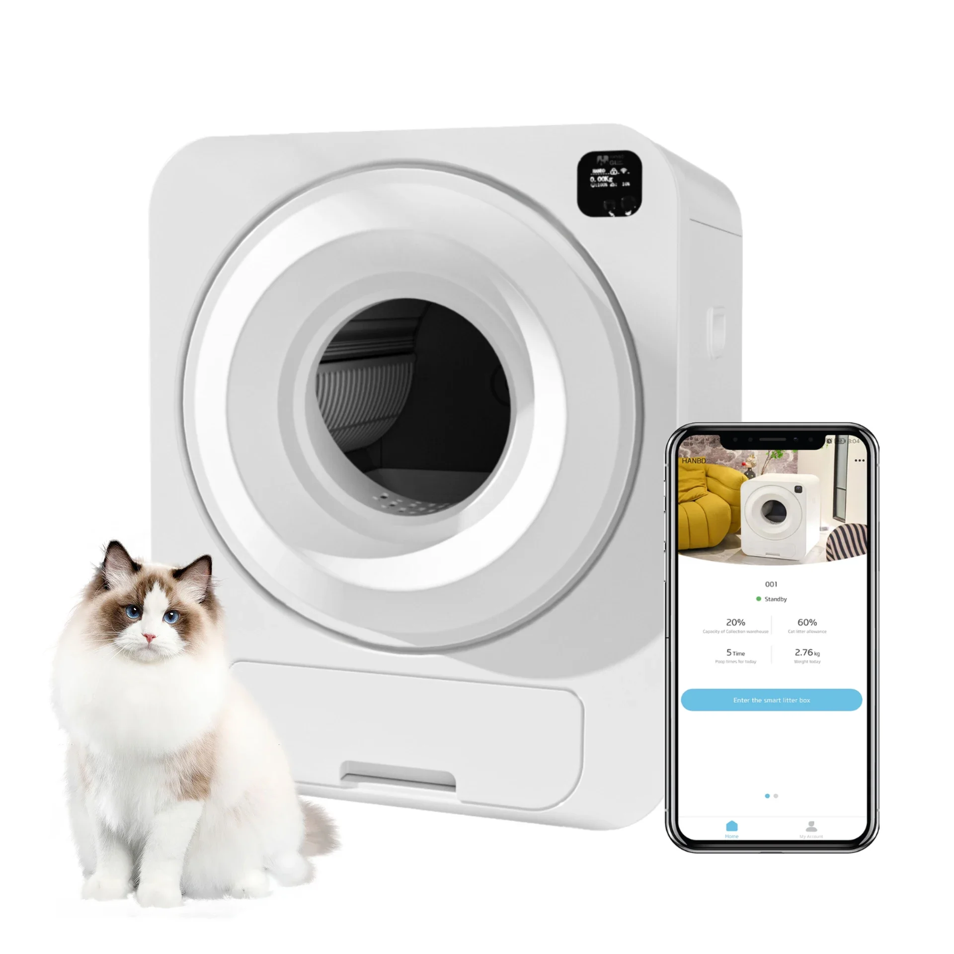 

Customize New Style Wifi App Control Large Self Quick Cleaning Enclosed Smart Automatic Intelligent Cat Box Cat Toilet