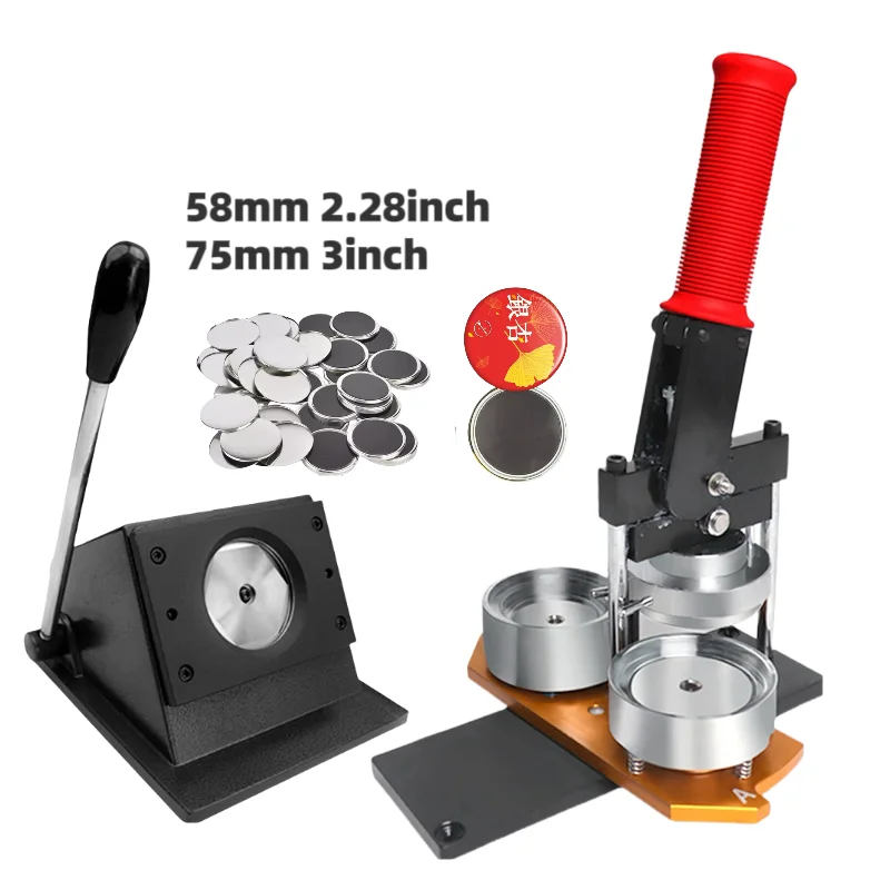 

Factory 75mm 58mm 2.28 Inch Button Making Machine Set 3 Inch Badge Maker With Cutter And 1000 Magnetic Materials