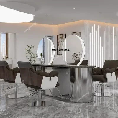 Premium Long - lasting Barber shop mirror table and hair salon dedicated hot dyeing area, double-sided mirror with light, mirror