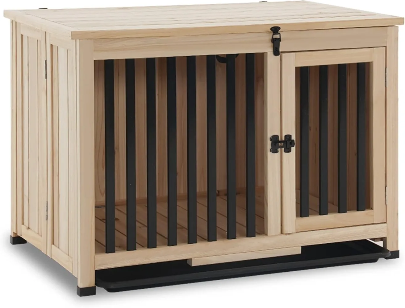 Wooden Dog Crate Furniture, Dog Kennel Pet House End Table, Solid Wood Portable Foldable Indoor Cage for Dogs(Medium, Natural)