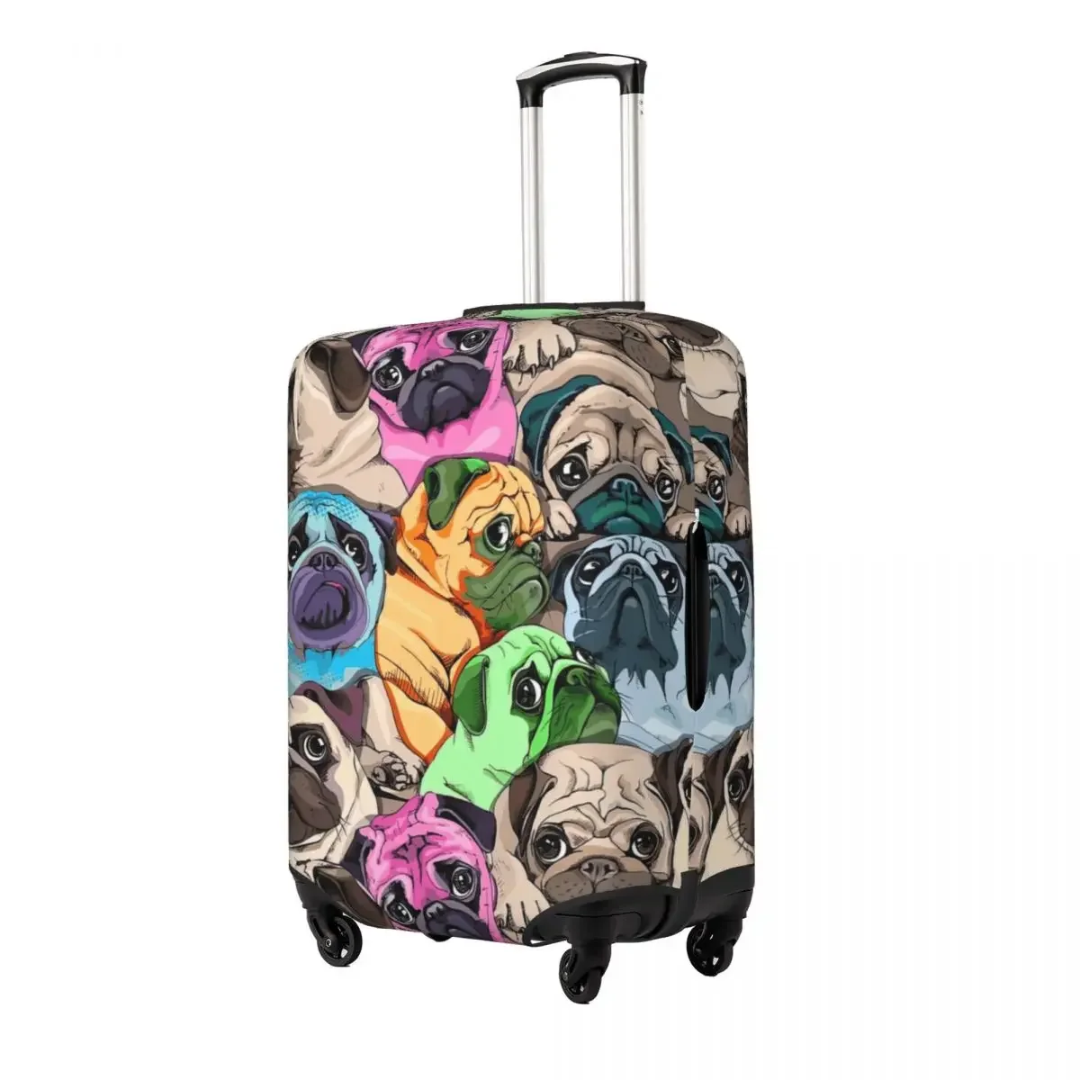 Color Pug Dog Print Luggage Protective Dust Covers Elastic Waterproof 18-32inch Suitcase Cover Travel Accessories