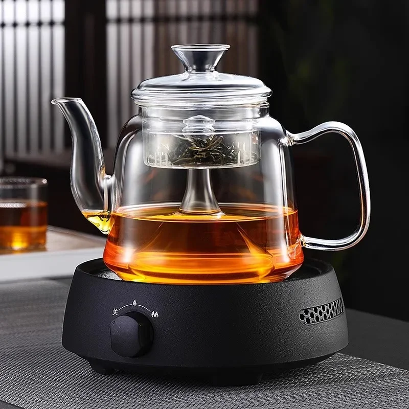 Heat Resistant Glass Teapot Steamed & Boiling Kettle Tea Infuser Filter High Borosilicate Chinese Teawear Pot 1200ml