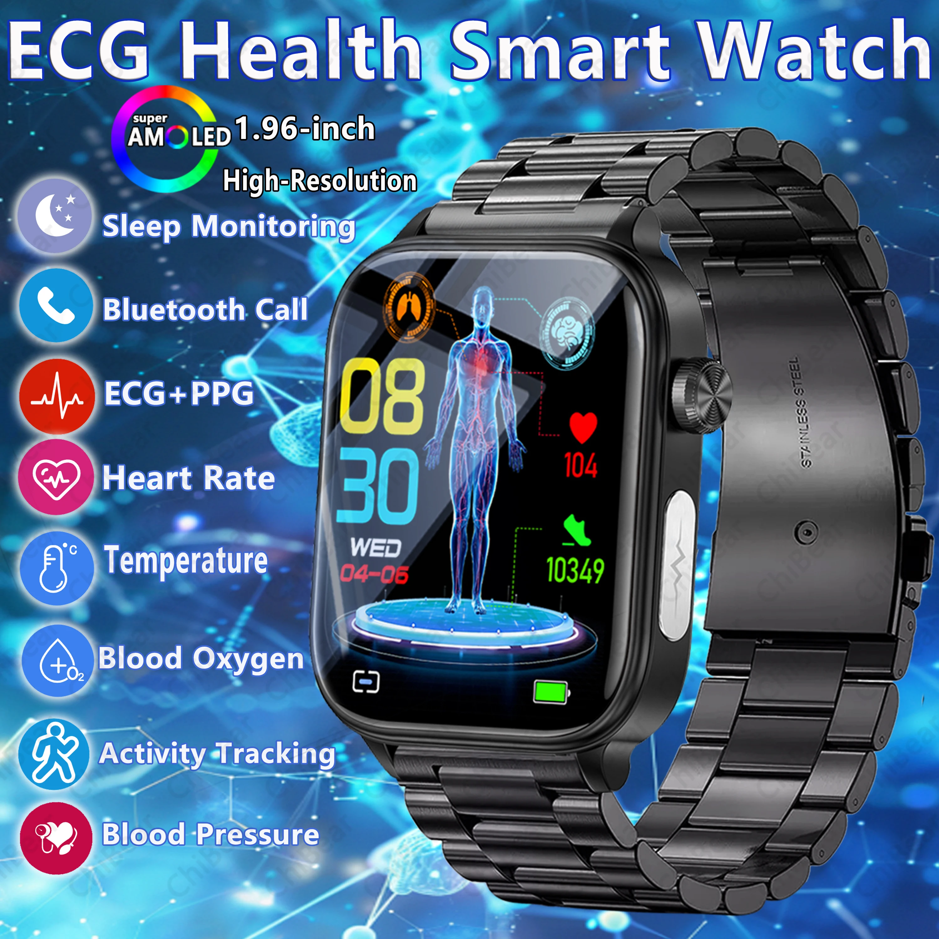 

2026New AI Medical Diagnosis SmartWatch Women Heart Rate HRV Function Intelligent Micro Physical Examination Smart Watch Men