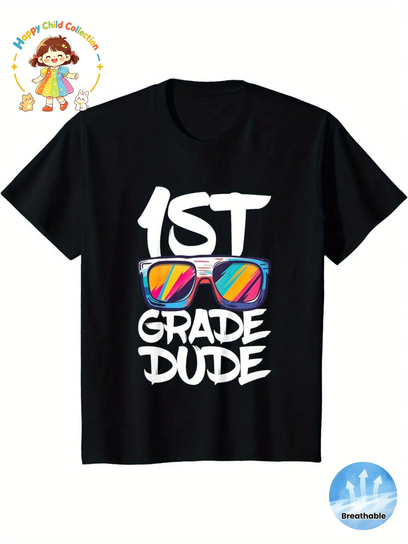 Kids 1st Grade Back‑to‑School Tee, Breathable Comfort Streetwear Summer Short Sleeve for Boys & Girls