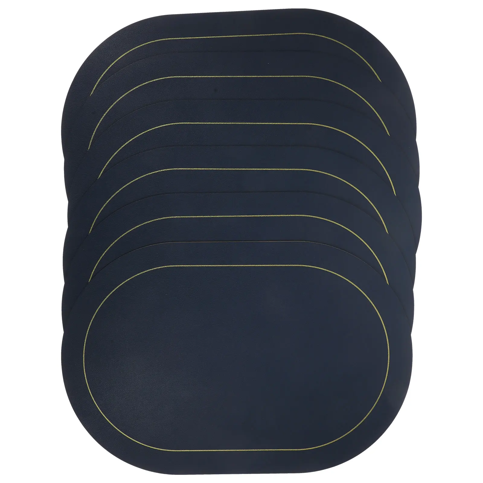 

6pcs Blue Yellow Nordic Oval Placemats Waterproof Oil Resistant Heat Insulating PU Dining Table Kitchen Mats