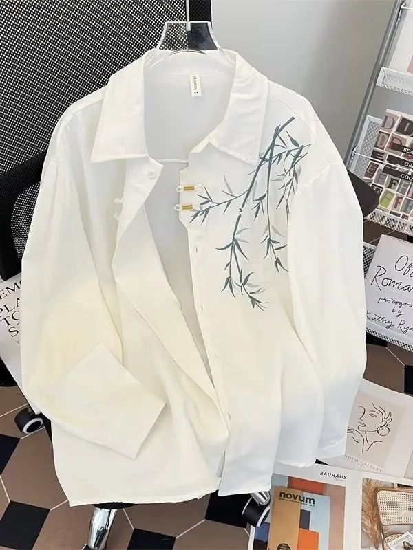 

Новый китайский мужской костюм Sle Long Sve irt Design Sense High ade Tang, весенне-осенний новый костюм с вышитыми пуговицами