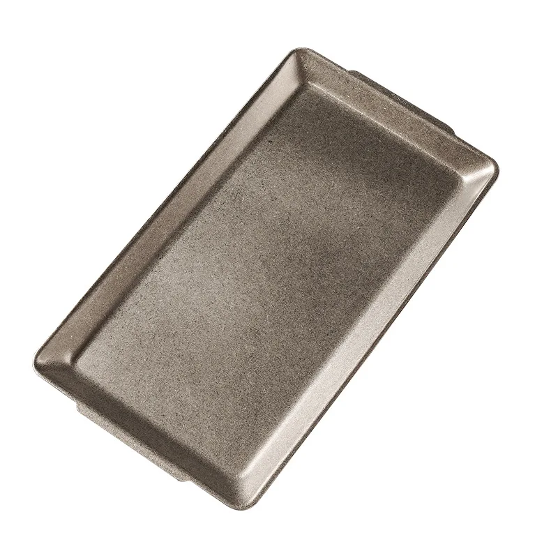 304 Stainless Steel Rectangular Plate Barbecue Steak Plate Hot Pot Restaurant Meat Plate Nostalgic Style