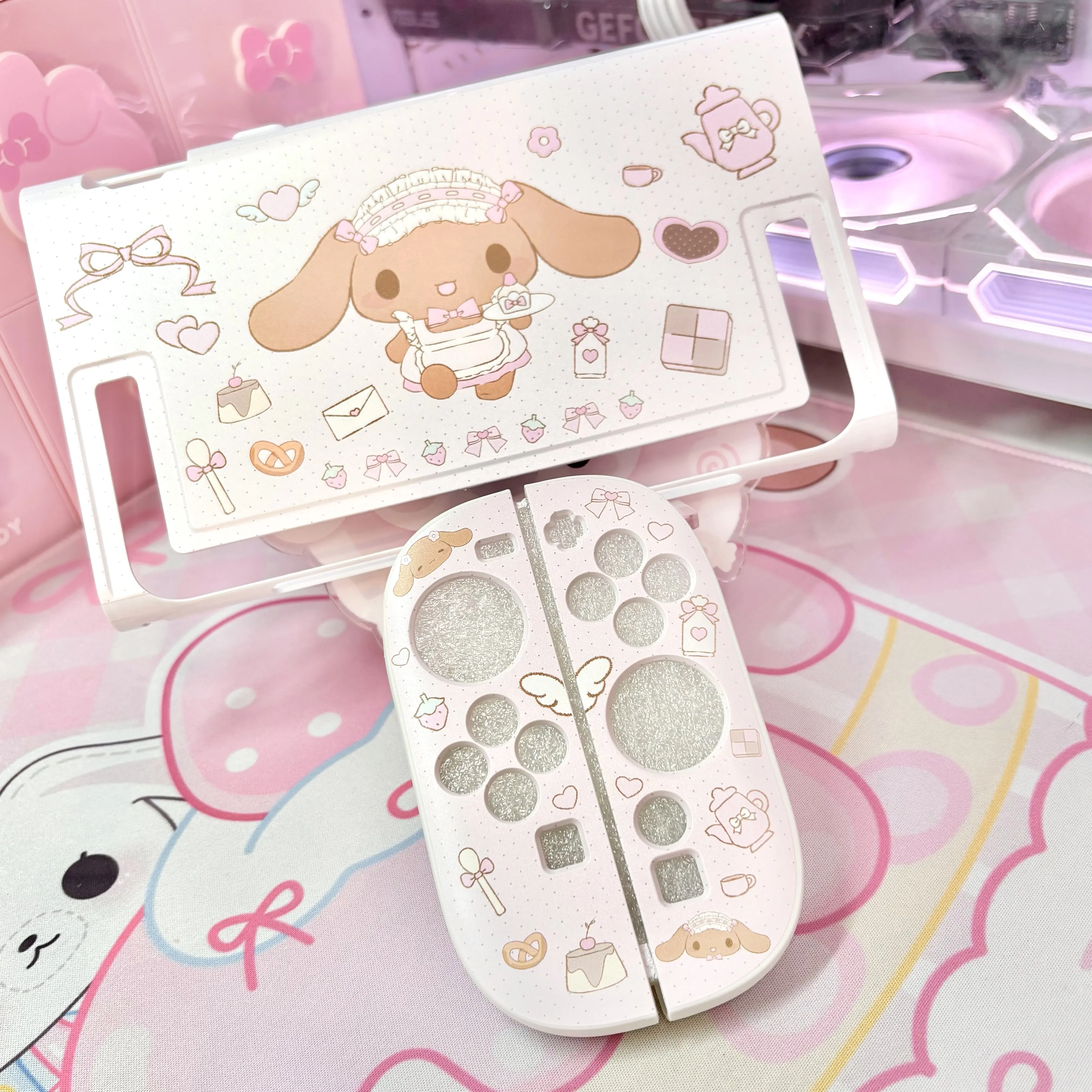 Cute Bunny Switch Lite Protective Case Dock Cover for Nintendo Switch2/OLED/NS Consoles Dockable Joy-Con Soft Shell Accessories