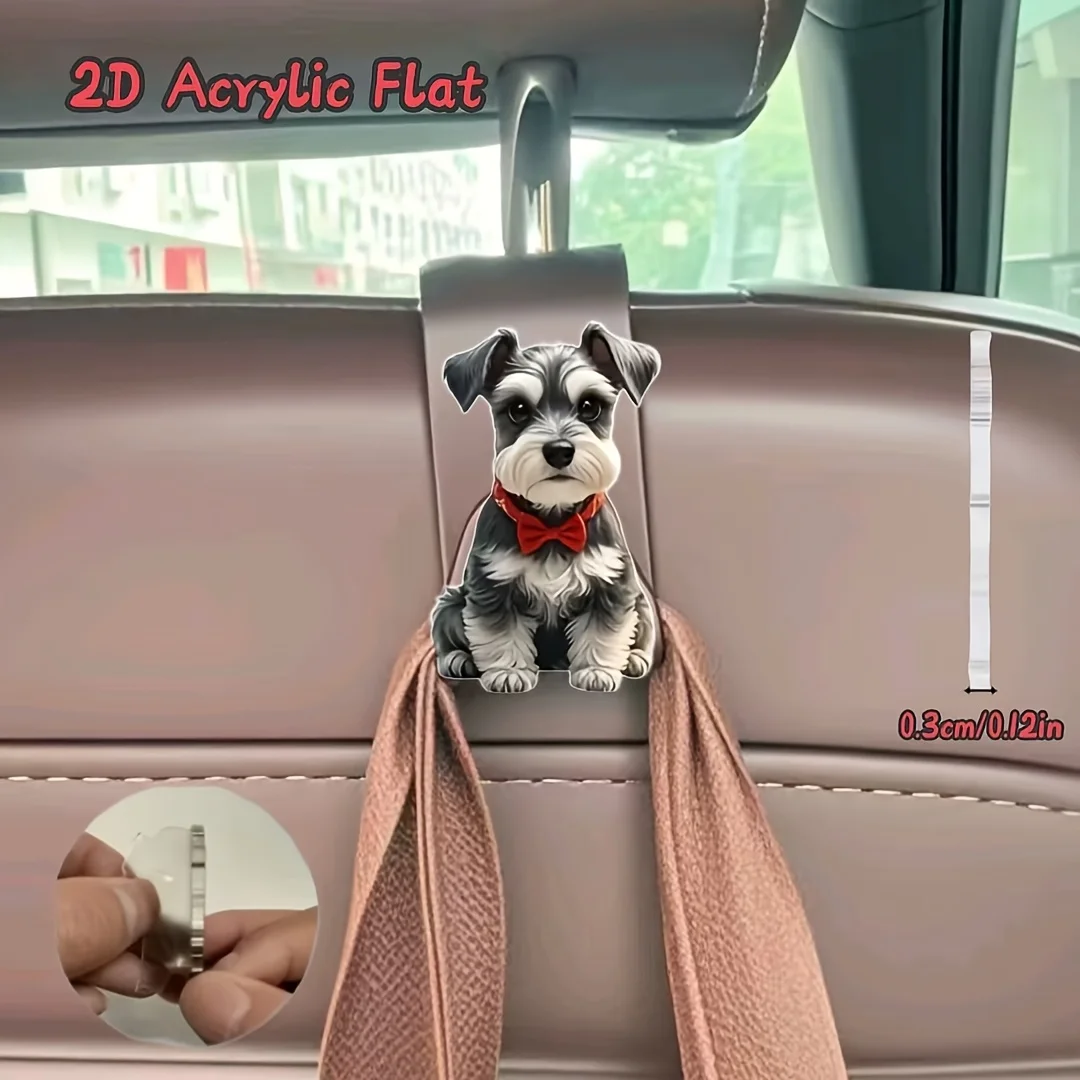

2PCS Cute Schnauze Car Seat Back Hooks Cartoon Hook Multi-Functional 2D Flat Acrylic Auto Rear seat hook Hanger Holder Accessory