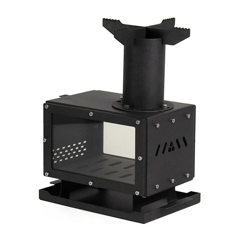 Mesa de picnic para acampar al aire libre, estufa de leña portátil, chimenea de techo, mini estufa de cristal