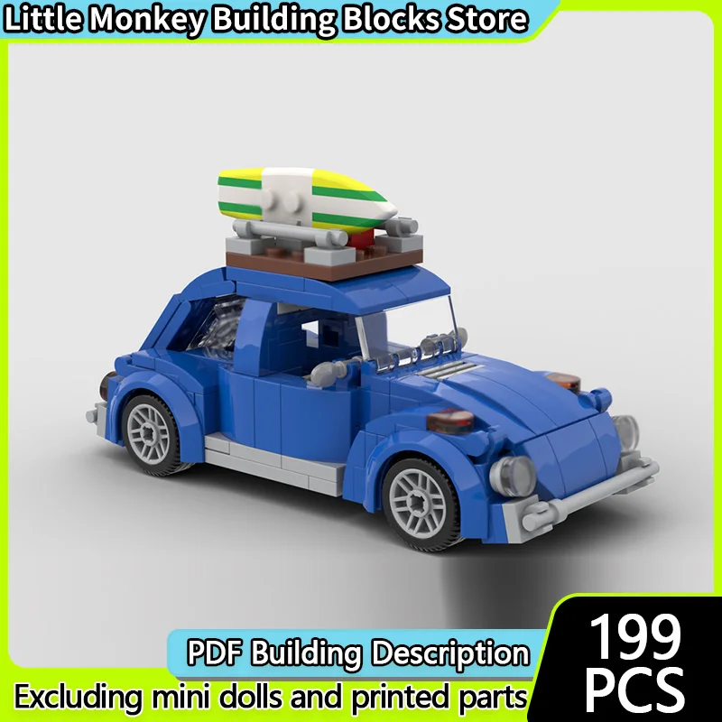 Speed Racing Car Model MOC Building Bricks Blue Compact Sedan Modular Technology Children Holiday Gifts Assemble Toys Suit