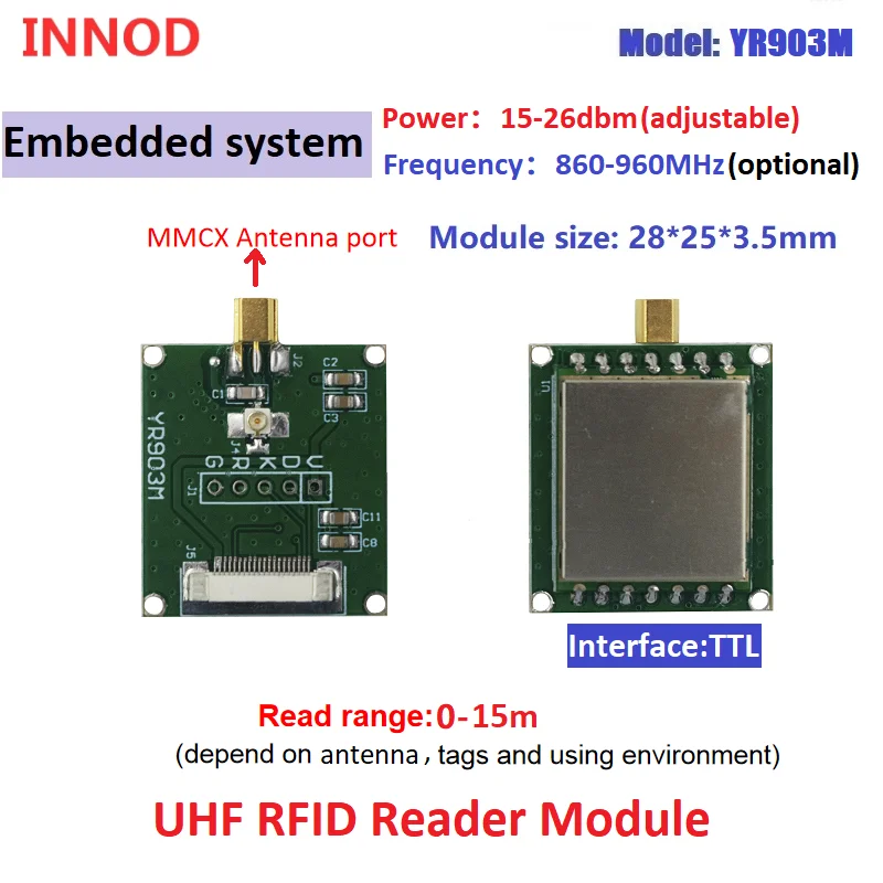 Long range 10cm-8m UHF RFID module TTL RFID reader USB/RS232/TCP IP Mini Embedded 865-868Mhz 902-928mhz free SDK demo