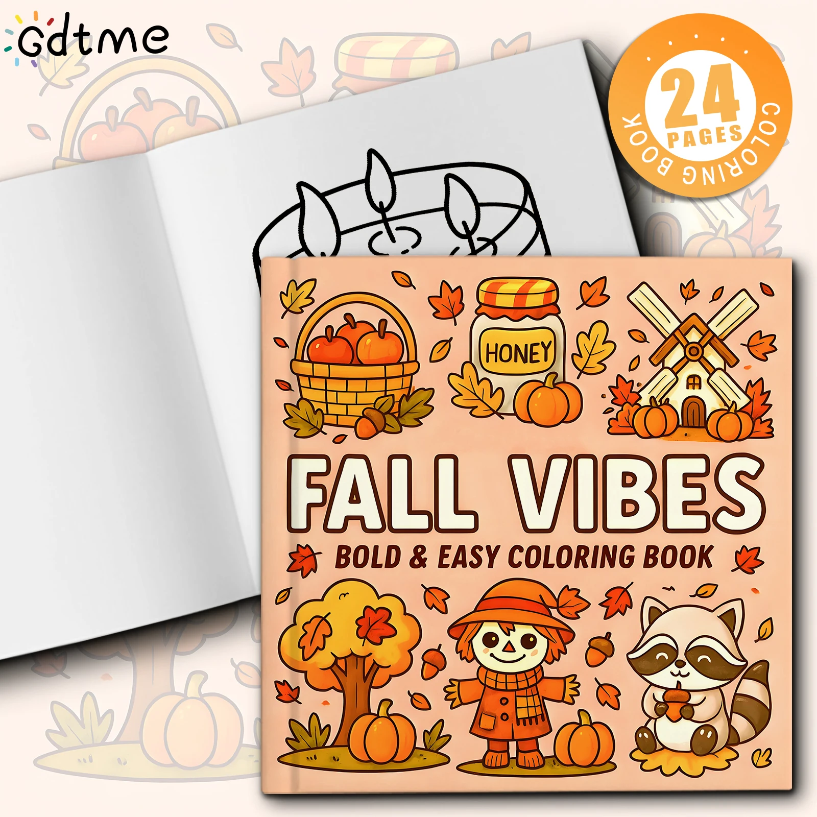 FALL VIBES Bold-easy Patterns Coloring Book for Adults Cute Drawing Book Perfect Gift for Party and Birthday