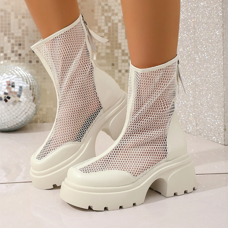 

Thick-soled, Wide Heel, Back Zipper, Waterproof Platform, Fashionable, Versatile, Comfortable and Slip-resistant Women's Sandals