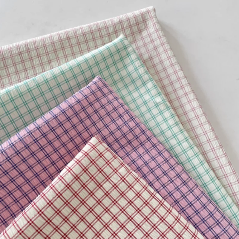 

Checkered polyester fabric for dresses, tablecloths, curtains, diy handcrafted clothing pink red green blue fabrics