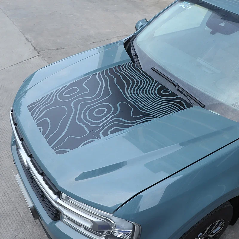 Naklejki na pokrywę silnika samochodu Ford Maverick 2022-2025, czarne, z PVC, z motywem kwiatowym, akcesoria samochodowe