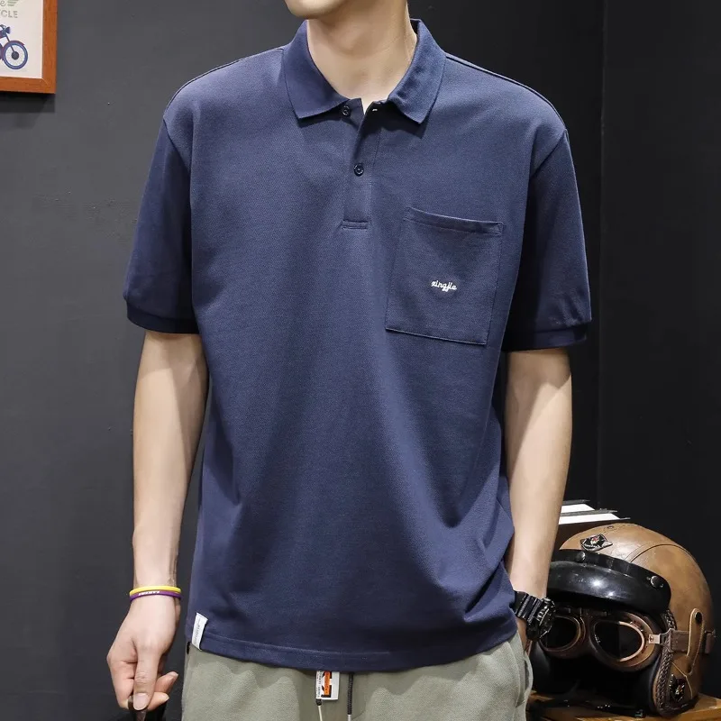 

Рубашка-поло мужская с коротким рукавом, модная брендовая Футболка с воротником, лето