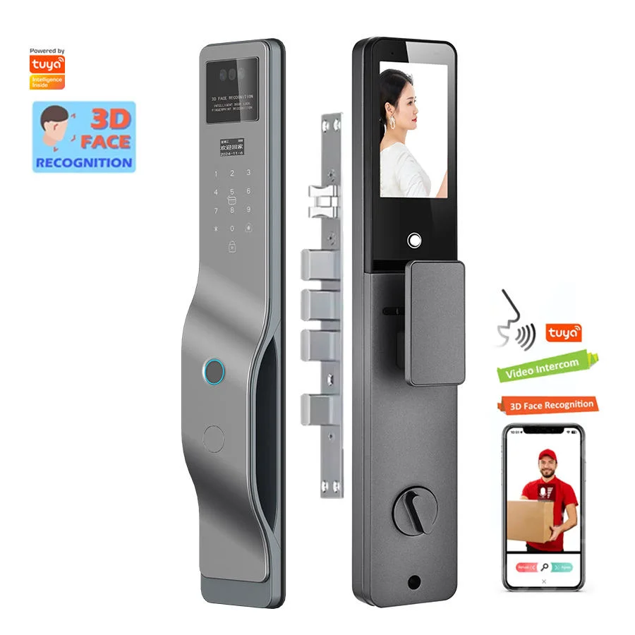 Tuya Smart Lock Camera WiFi Remote Control Fingerprint Face Recognition Password Voice Visual Intercom Aluminum Alloy Smart Lock
