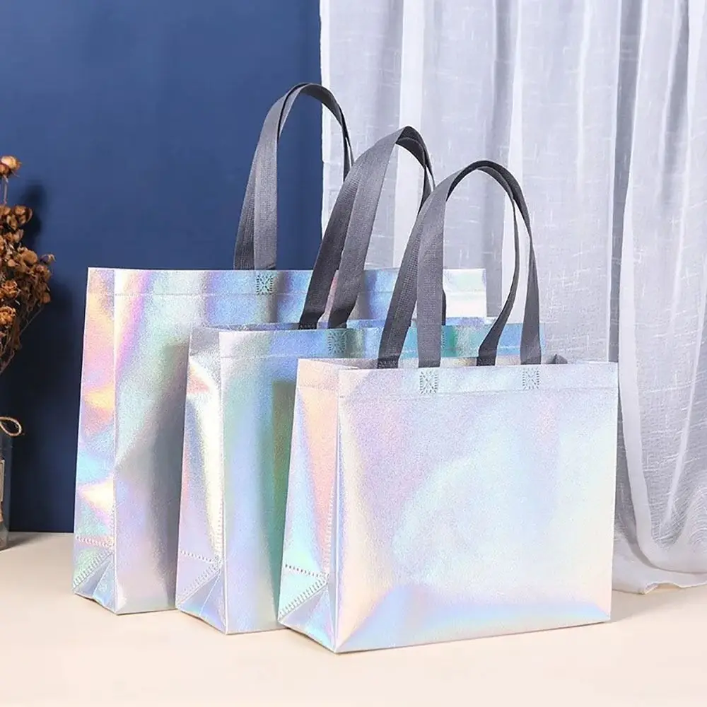 1Pcs New Storage Pouches Non-woven Tote Bag Clothing Store Gift Bag Shopping Bag Large Capacity Laser Shoulder Bag