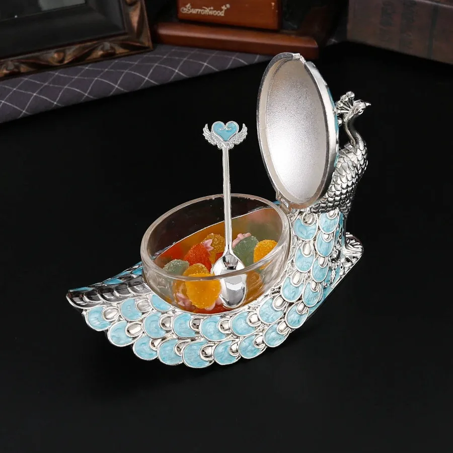 Peacock Seasoning Jar Exquisite Kitchen Jar Seasoning Box Salt Jar Oil Bottle with Lid Home Decoration Ornament Creative Gift