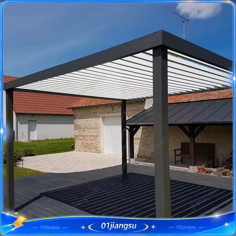 Aluminum Pergola Gazebo Outdoor Garden Canopy Waterproof Sunshade Patio Cover Heavy Duty Metal Roof Structure for Backyard