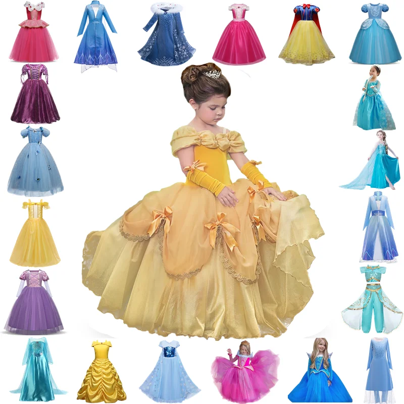 

Girls Cosplay Dresses Kids Halloween Party Beauty and the Beast Fancy Dress Up Children Carnival Christmas Princess Costume