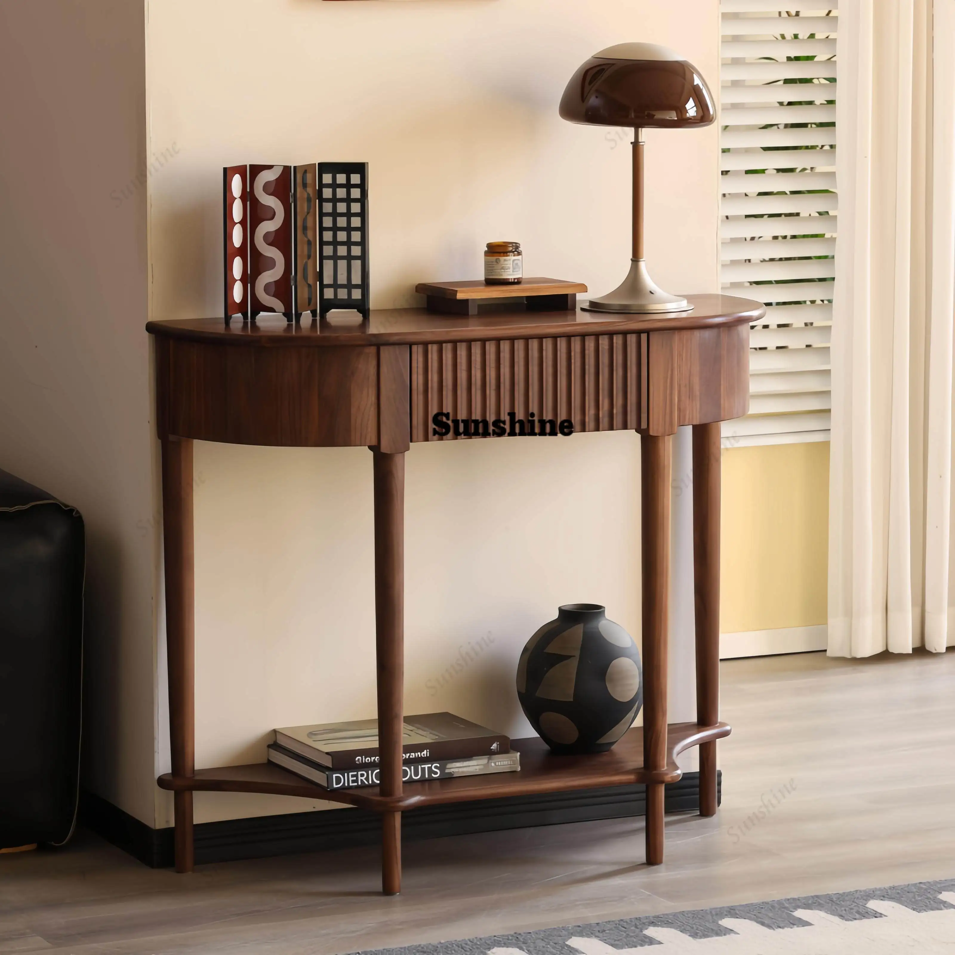Enter the entrance platform against the wall, aisle entrance table, simple solid wood narrow side table