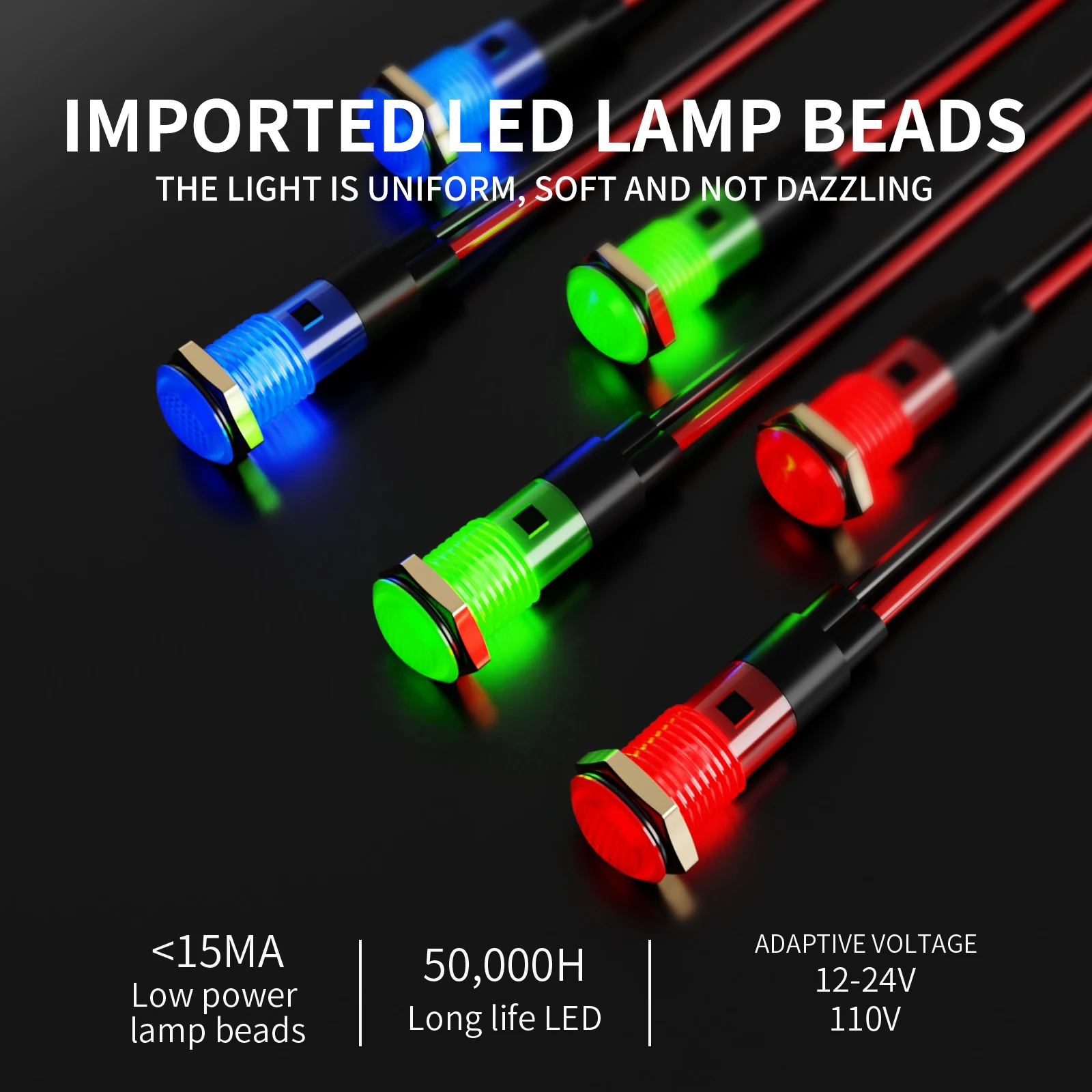 10pcs FILN 8mm Plastic Indicator Light 12V 24V 110V 220V Power LED Indicator Light Plastic Panel Lights Pilot Lamp with image 2