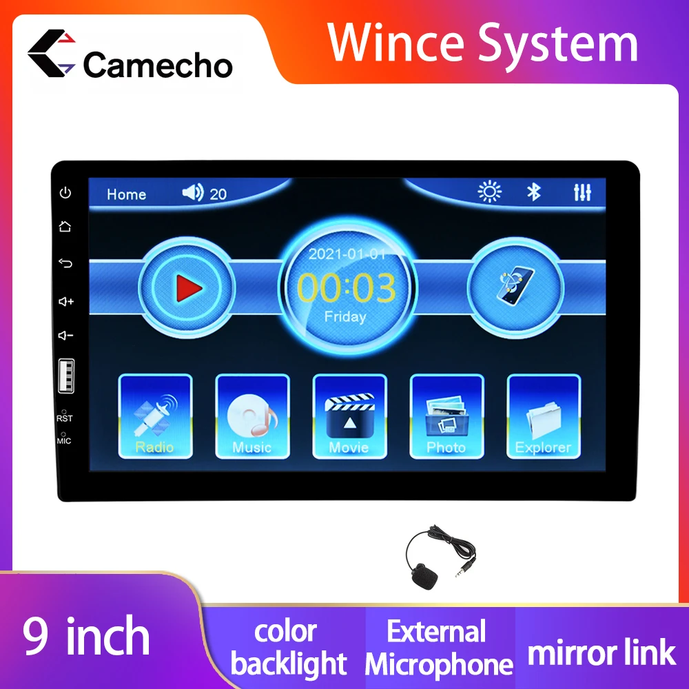 

Camecho Car Radio 9 Inch Touch Screen 1 din Multimedia Video Player Bluetooth USB Audio MP5 GPS navigation Colorful lights