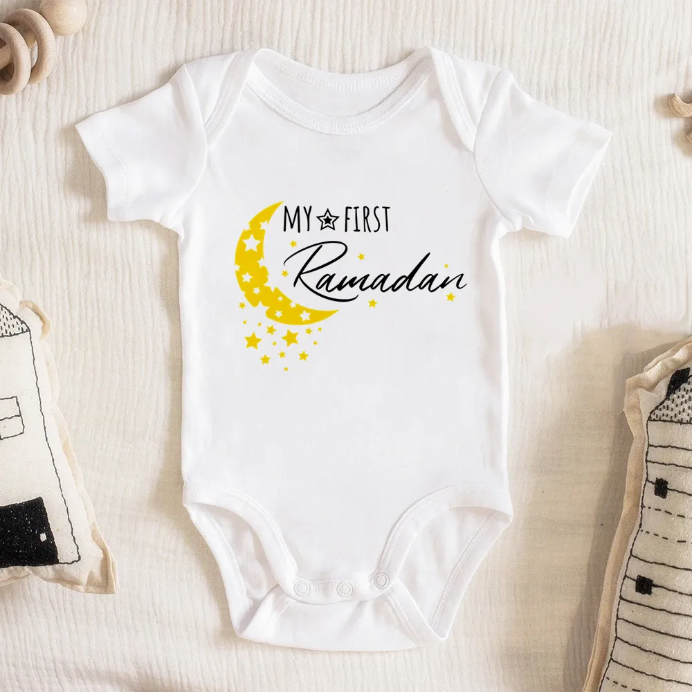 My First Ramadan Eid Baby Girl Clothes Cotton Short Sleeve Newborn Toddler Boys Bodysuit Baby Romper