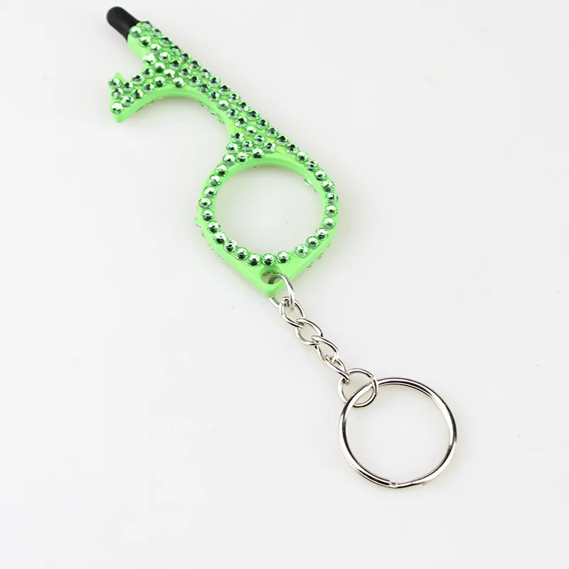 Strass multifuncional ferramenta de mão edc metal chaveiro abridor de porta sem toque higiene mão chave