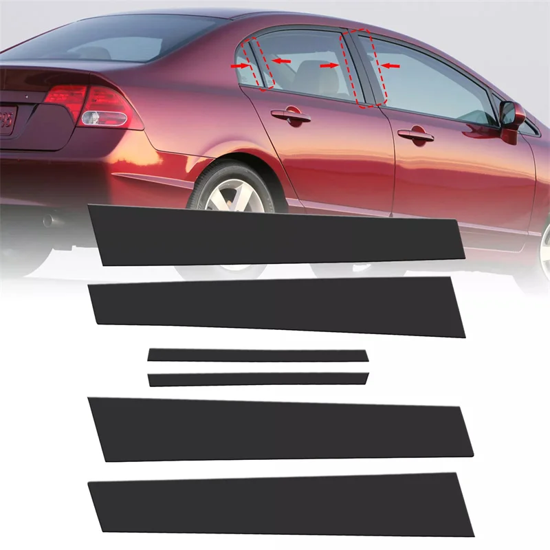 

Car Sticker Pillar Posts Door Trim Covers Decorative Accessories 2007 2008 2009 2010 6pcs For Honda Civic 2006-2011