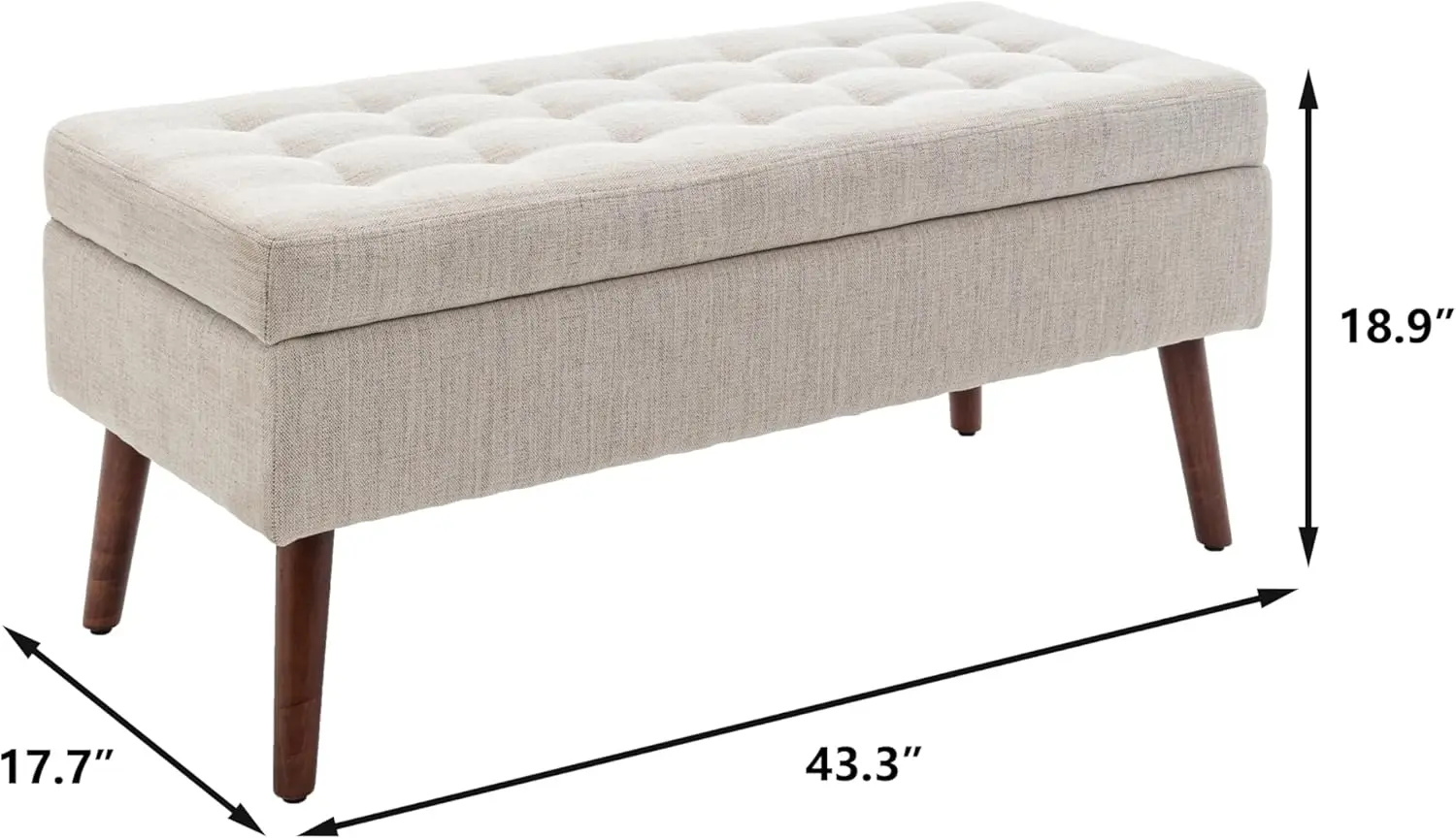 43.3"  Storage Bench, Tufted Foot Bench for End of Bed, Entryway Storage Ottoman Bench, Footstools Bedroom Seat with Solid Wood