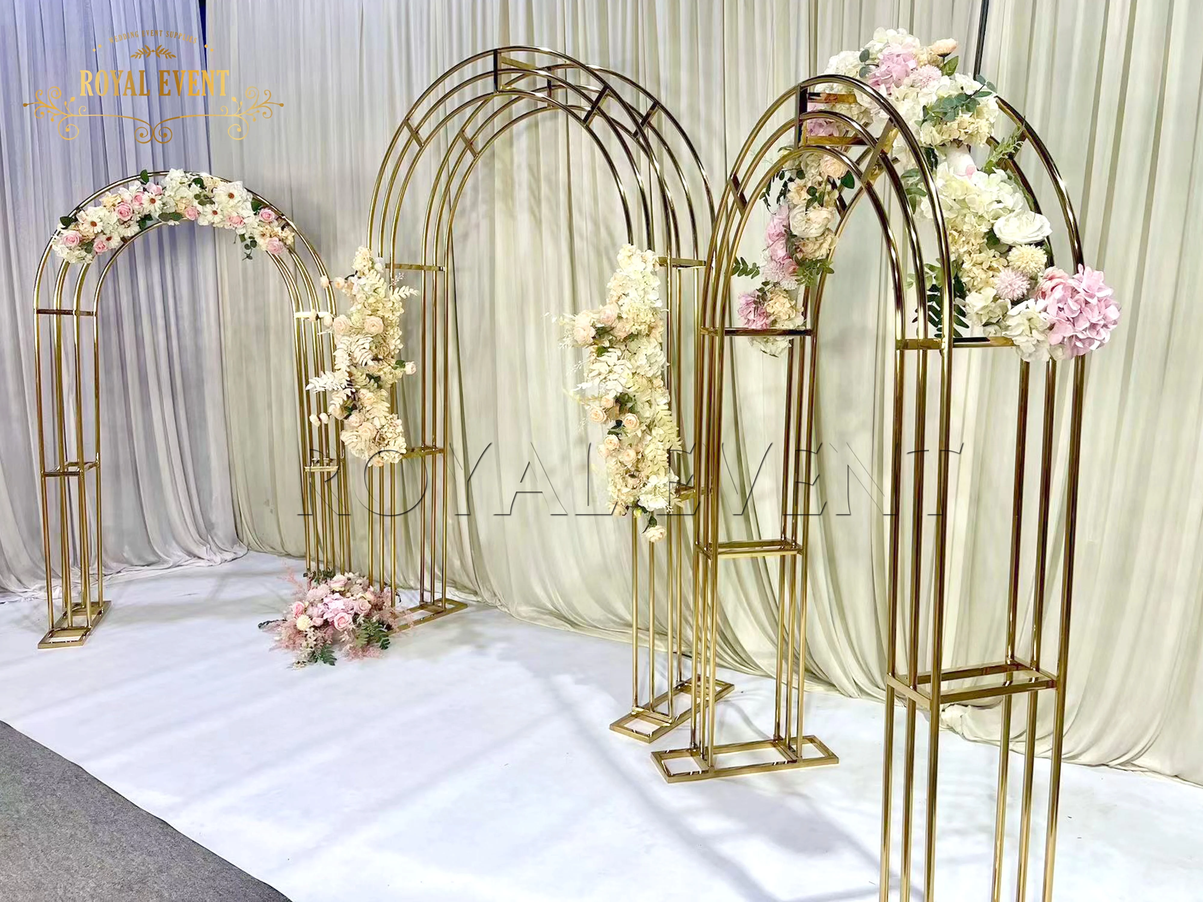 New Coming Gold Stainless Steel Wedding Arch Stand Frame For Wedding Event Decoration