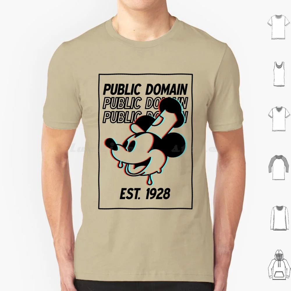 Public Domain Steamboat Willy Glitch Shirt-Retro Design T Shirt Big Size 100% Cotton Vintage Cartoon Classic Animation Retro