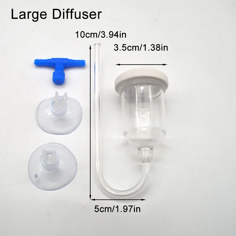 CO2-Diffusor für Aquarien, Blasenreaktor CO2-System, Zerstäuber für Fischbecken, Lebendpflanzen, Wasserpflanzen-Wachstumsverfeinerer mit Saugnapf – Detail 4