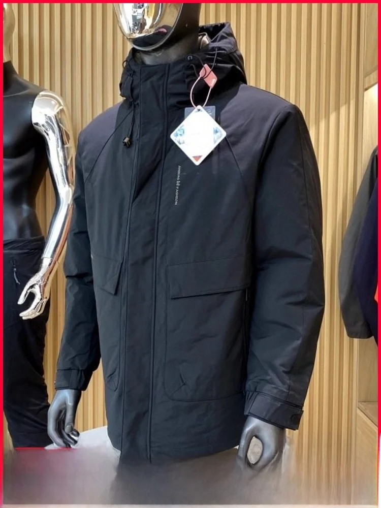 

Футболка с технологией, мужская зимняя легкая стеганая ткань с капюшоном, ветрозащитная теплая повседневная верхняя одежда, полиэфирное волокно