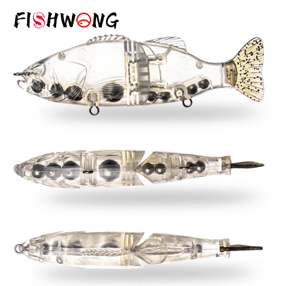 Fishwong planador isca sem pintura glide espaços em branco isca 2 tamanhos artificial duro isca macia cauda articulada para diy isca de pesca