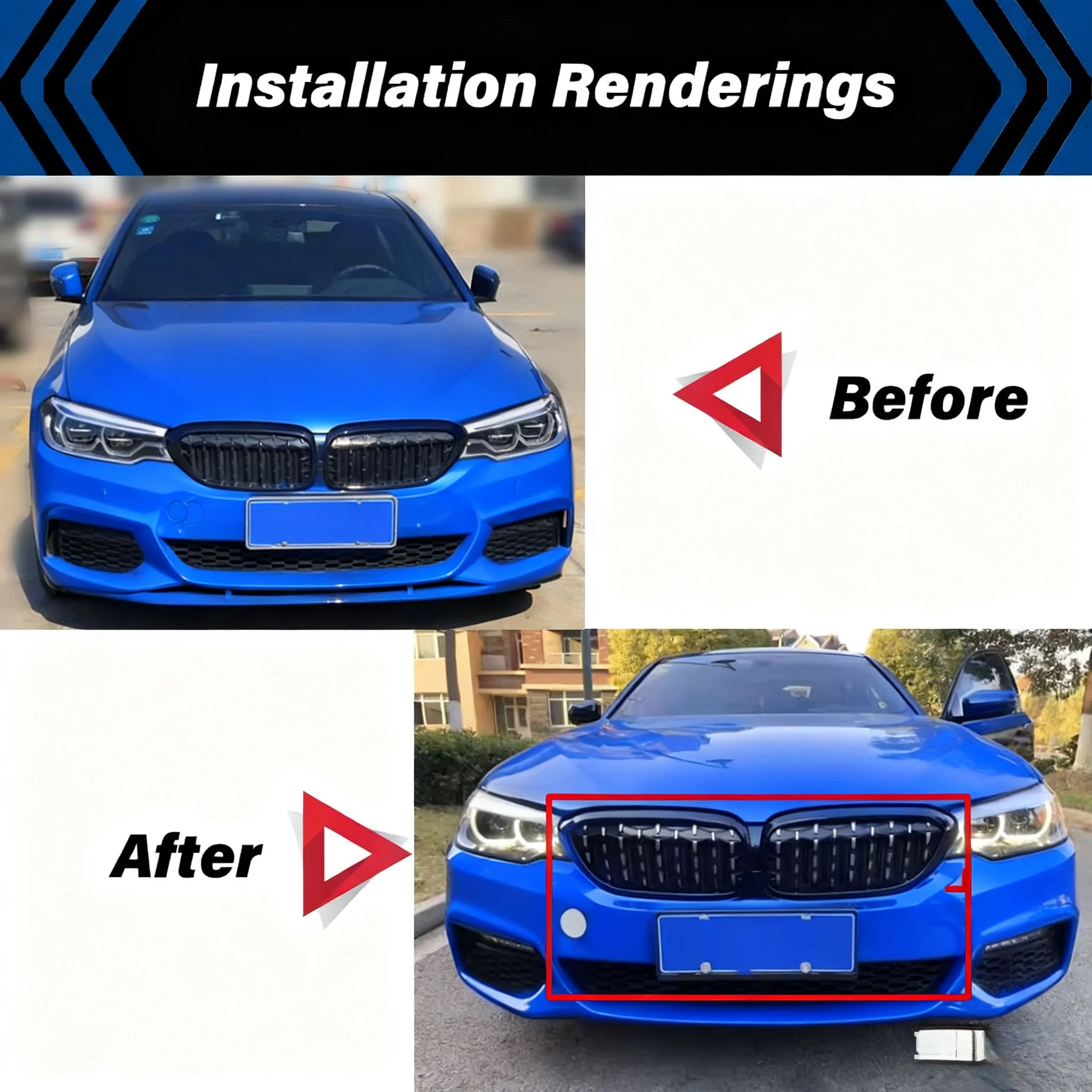 

Для BMW 5 серии G30 G38 2017 2018 2019 2020 Решетка переднего бампера Передняя решетка почек Алмазная решетка Meteor Style Аксессуары