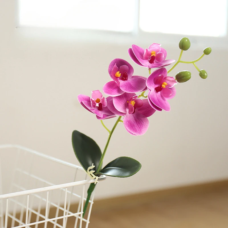 2pcs Real Touch Mini Phalaenopsis Orchid Artificial Flower Branch Wedding Props Party Home Decor Fake Flowers Table Decor 38cm