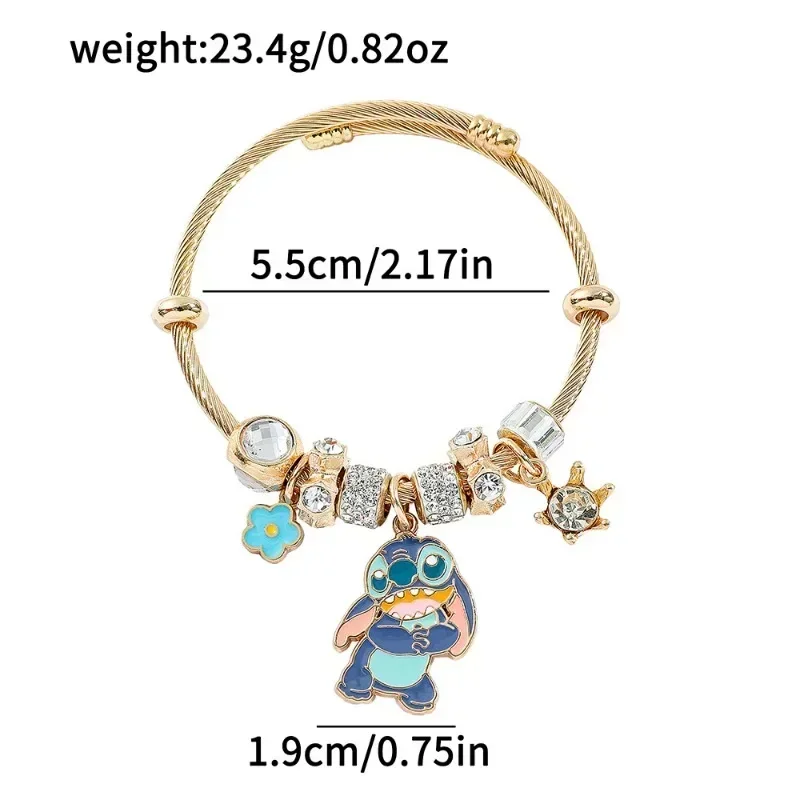 Disney Stitch Pandora Bracelet Cartoon Anime DIY Beads Rhinestone Girls Bracelet Fashion Charm Children Jewelry Christmas Gifts