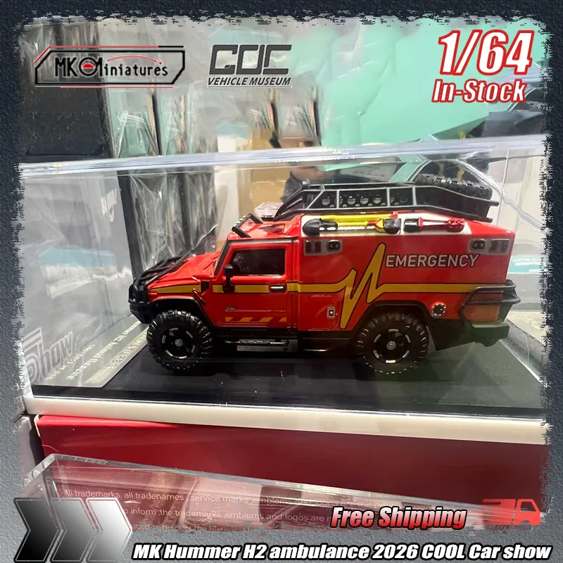

Новая модель Hummer H2 Ambulance 2026 в масштабе 1:64, лимитированная серия Cool Car Show, литая под давлением, из сплава, на заказ, детская игрушка, подарок, украшение