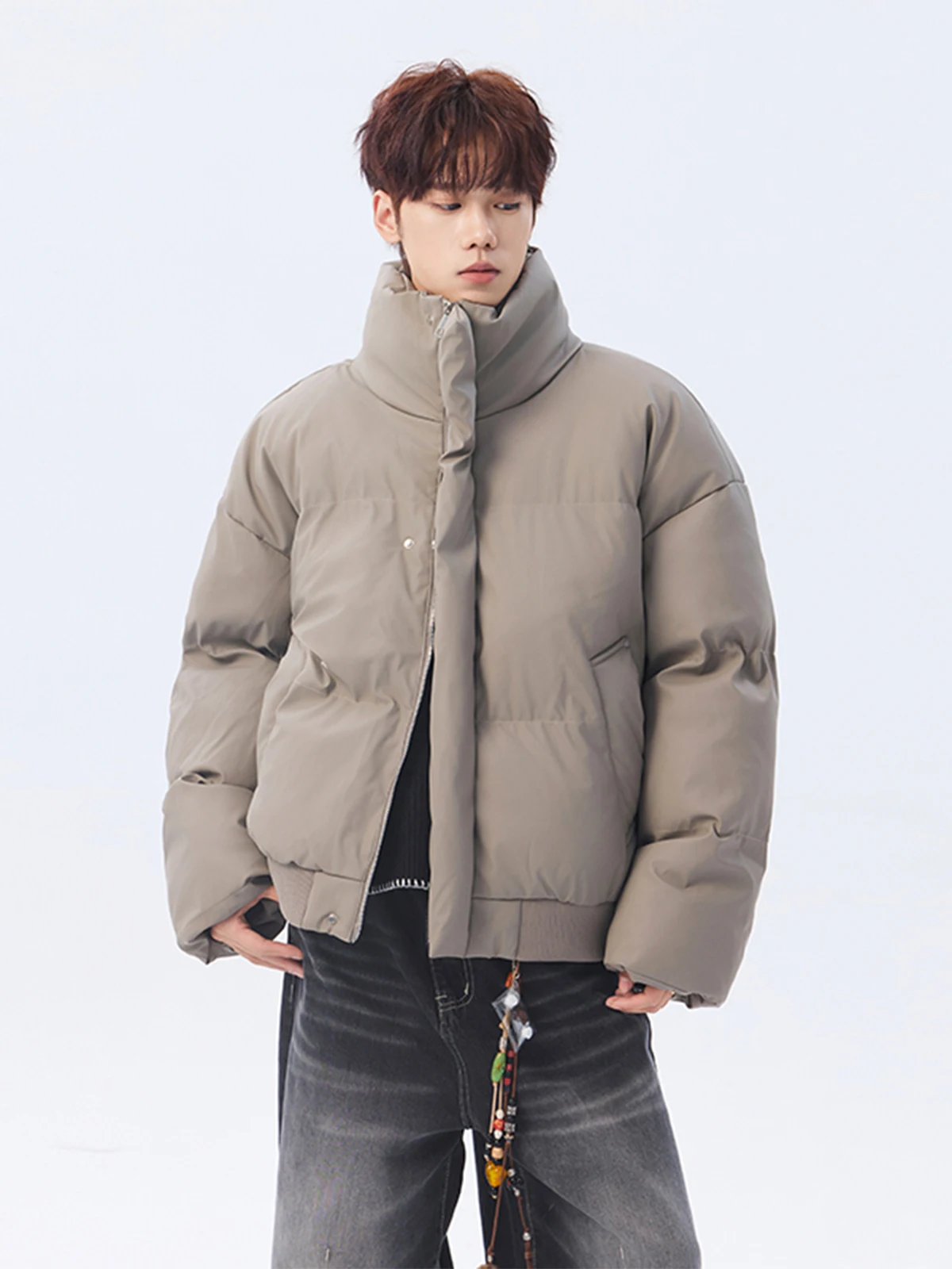 

Американский Sle, модный брендовый мужской свободный воротник-стойка из искусственной кожи, хлопковый джет, зимнее новое поступление, теплое чувство