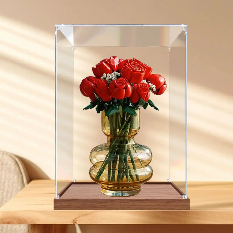 3MM thick acrylic display box for Lego 10328 Rose Bouquet, transparent dust cover, dust-proof box, figurine storage box
