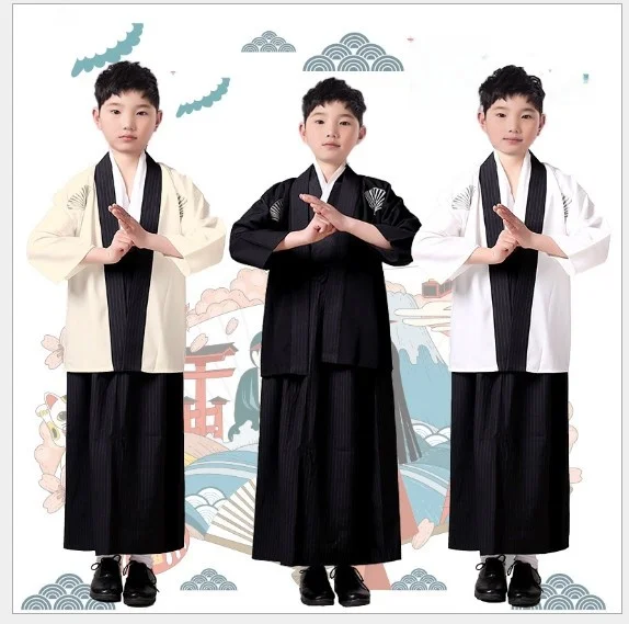 Children's Traditional Samurai Kimono Costume Photography Props Stage Performance Halloween Show Ancient Chinese Outfit Boys ...