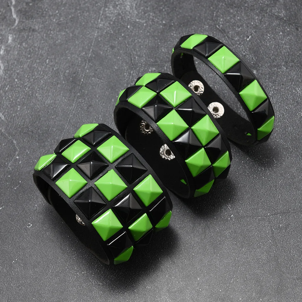 3 قطعة/المجموعة الأزياء المتناقضة المسامير جلدية المعصم الصداقة كبيرة واسعة سوار للذكور الإناث مشبك خمر مجوهرات بسيطة