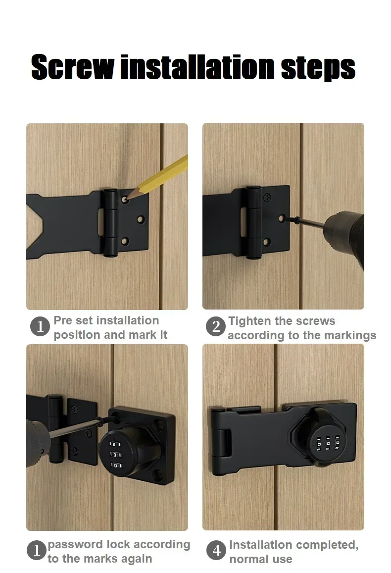 Cabinet Door Combination Lock Password Unlock Lock Burglar Double Opening Digital Code Locks for Drawer Refrigerator File Locker