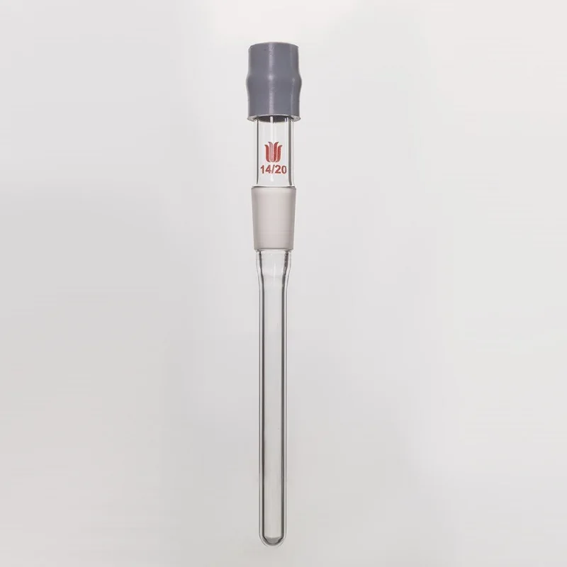 SYNTHWARE Thermowell with rubber cap, Joint 14/20 19/22, For the side interface of the flask, Borosilicate glass, T17