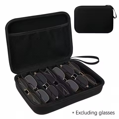 1pc Adjustable Glasses Organizer Box, 6/7 Compartment Storage Case for Multiple Eyewear, Travel &amp; Home Protective Holder Storage
